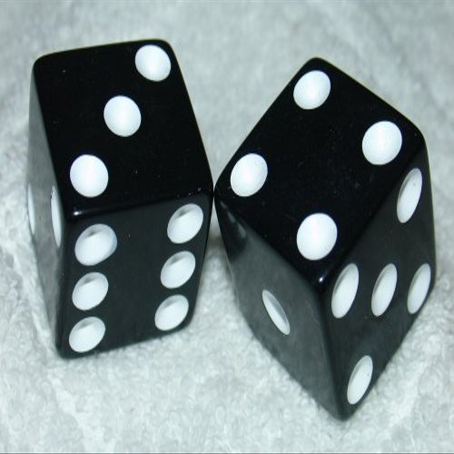 1" Huge Black Opaque Dice Pair
