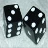 1" Huge Black Opaque Dice Pair view 1