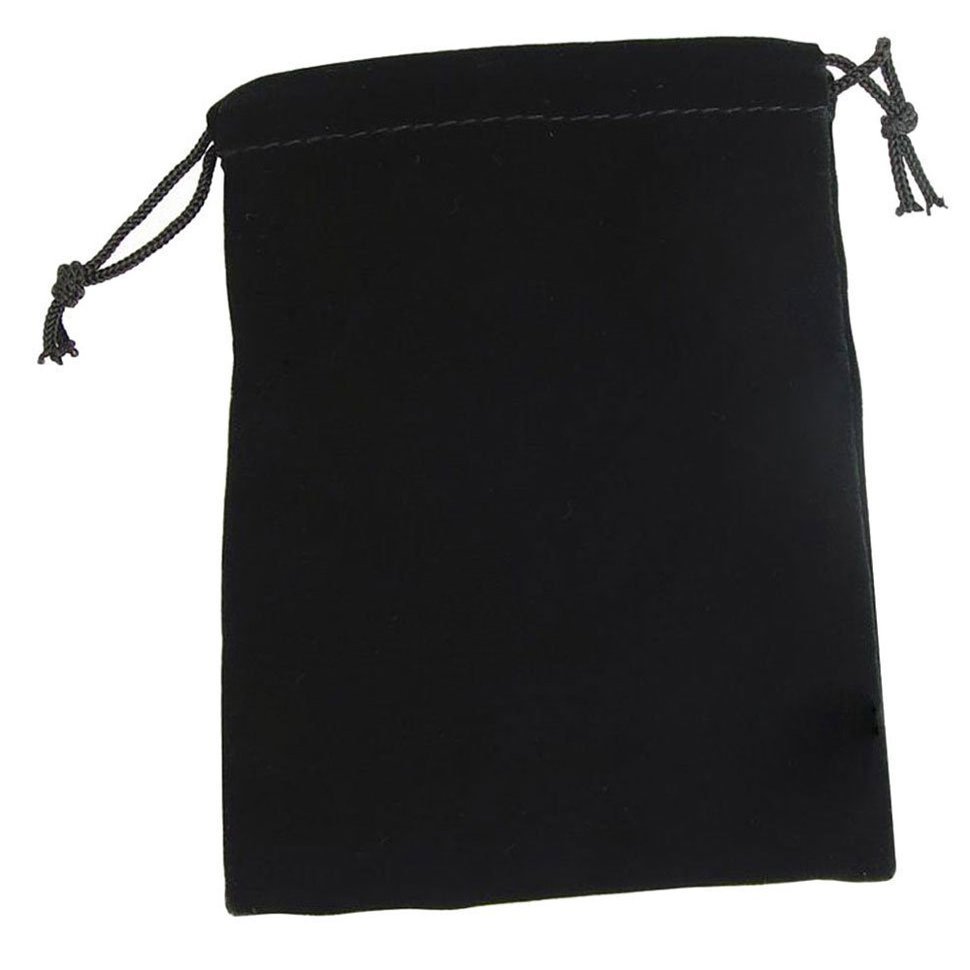 (10) Large Velvet Black Pouches With Drawstrings