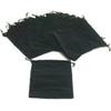 (10) Large Velvet Black Pouches With Drawstrings view 2