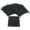 (10) Large Velvet Black Pouches With Drawstrings view 3