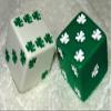 1" Huge White And Green Shamrocks Opaque Dice Pair view 1