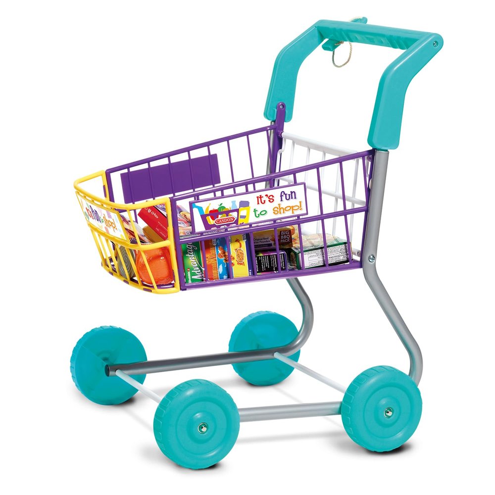 Casdon Shopping Trolley Colourful Toy Shopping Trolley for Children Aged 3+ Equipped with Everything Needed for an Exciting Shopping Trip