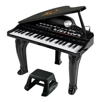Winfun Symphonic Grand Piano Set for Kids 3+ Years 37 Keys 15 Demo Songs 8 Instruments & Rhythms Record & Playback Detachable Microphone Concert Stool Educational Music Toy