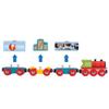 Bigjigs Rail Wooden Goods Train Toy - Train with 3 Carriages & Removable Freight, Comes with 2 Wooden Train Track Pieces & a Buffer, Compatible with Most Wooden Train Sets view 2