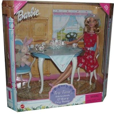 1999 Barbie Doll Tea Time gift set with her friends, lil bear and cozy bunny