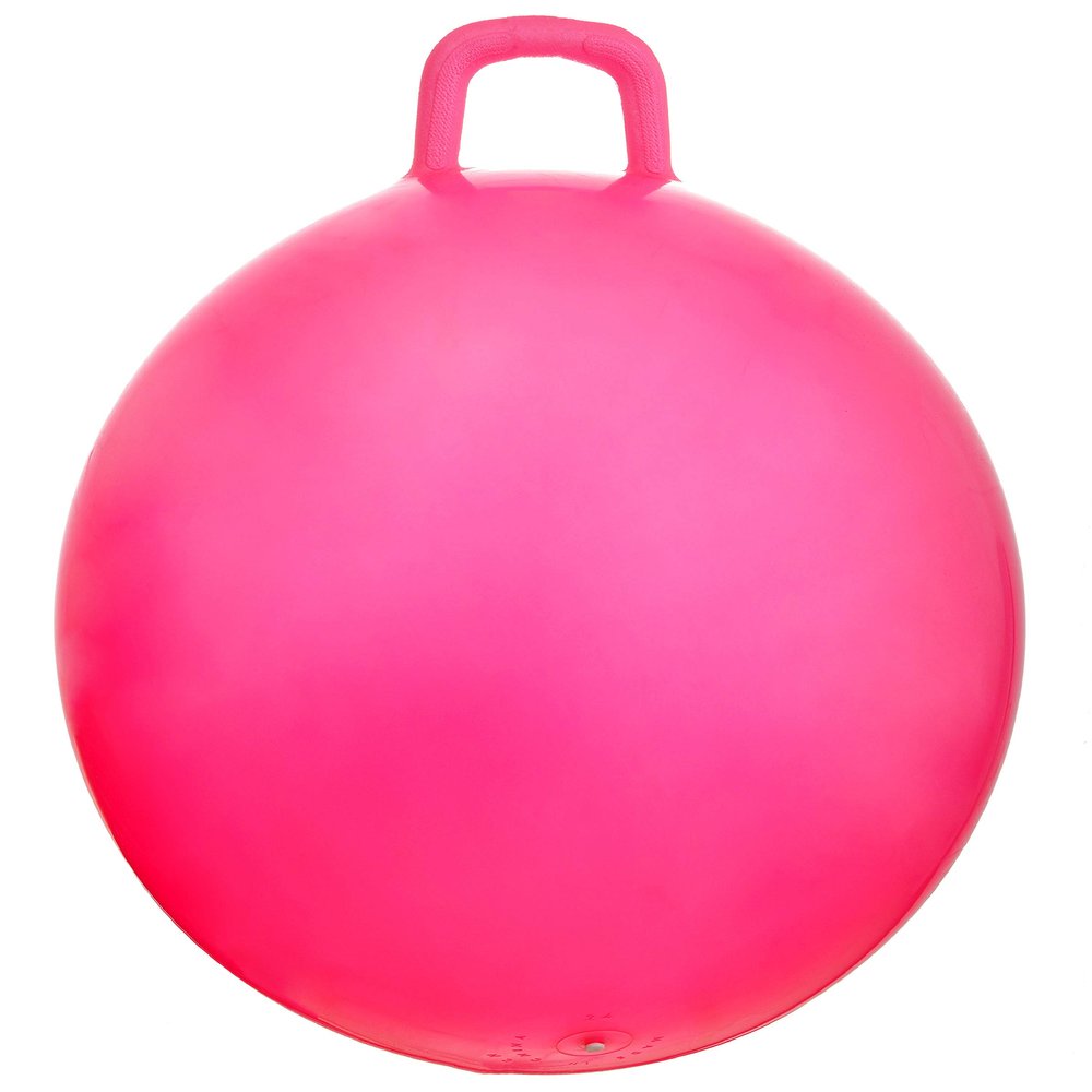 AppleRound Space Hopper with Air Pump: 28in/70cm Diameter for Age 13+, Kangaroo Bouncer, Bouncy Ball with Handle, Hippity Hoppity Hopball for Teens & Adults, Plain Color (Pink)