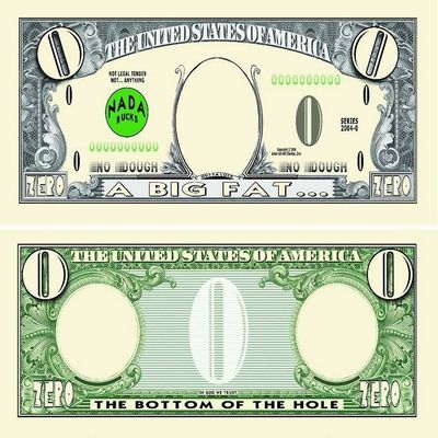 50 Big Fat Zero Dollar Bills with Bonus Thanks a Million Gift Card Set