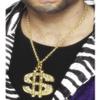 Smiffys Dollar Sign Medallion on Chain - Gold view 1