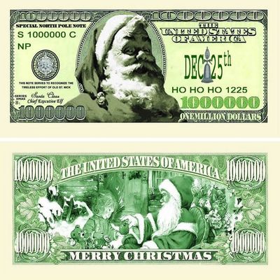 10 Classic Santa Million Dollar Bills with Bonus Thanks a Million Gift Card Set