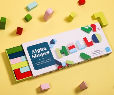 Alpha Shapes: (Colorful Wooden Block Letters for Decor, Educational Alphabet Word Blocks)