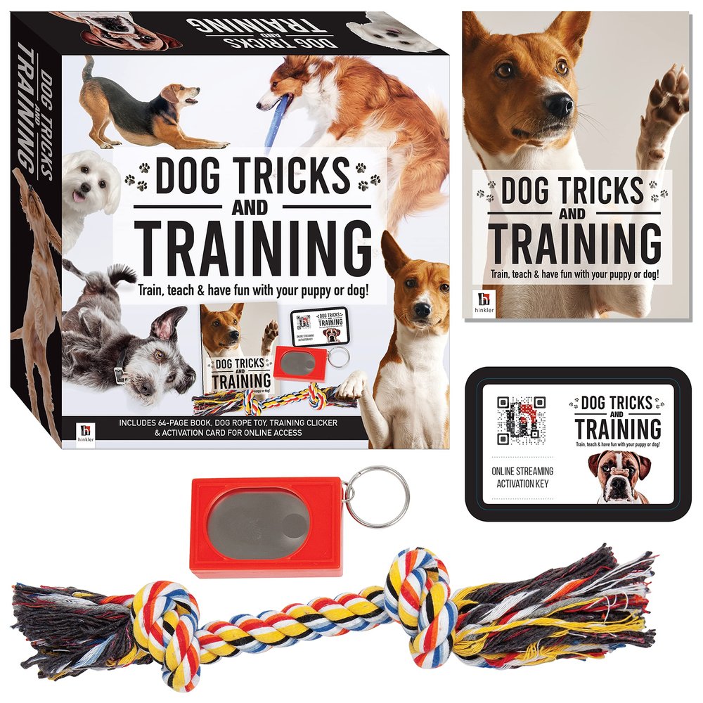 Hinkler Dog Tricks and Training Box Set - Pet Care Guide - Dog Training - Household Essentials -Exclusive Access to Online Dog Training Videos - Clicker and Rope Tricks