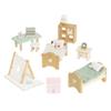 Le Toy Van - SugarPlum Wooden Bedroom Set | Dolls House Accessories Play Set For Dolls Houses | Girls and Boys Doll House Furniture Sets - Suitable For Ages 3+, Daisylane Child Bedroom (ME061) view 1