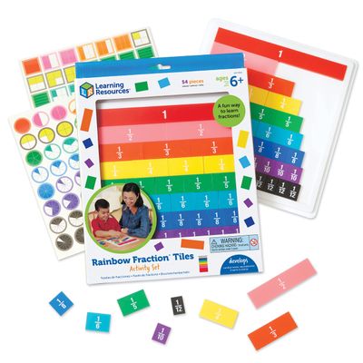 Learning Resources Rainbow Fraction Tiles - 54 Pieces, Ages 6+ Early Math Skills, Visual Aid, Math for Kids, Teacher Supplies