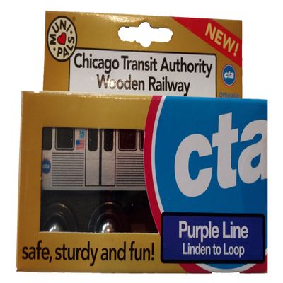 MUNI PALS Chicago Transit Authority Wooden Railway Purple LineChild Safe and Tested Wood Toy Train