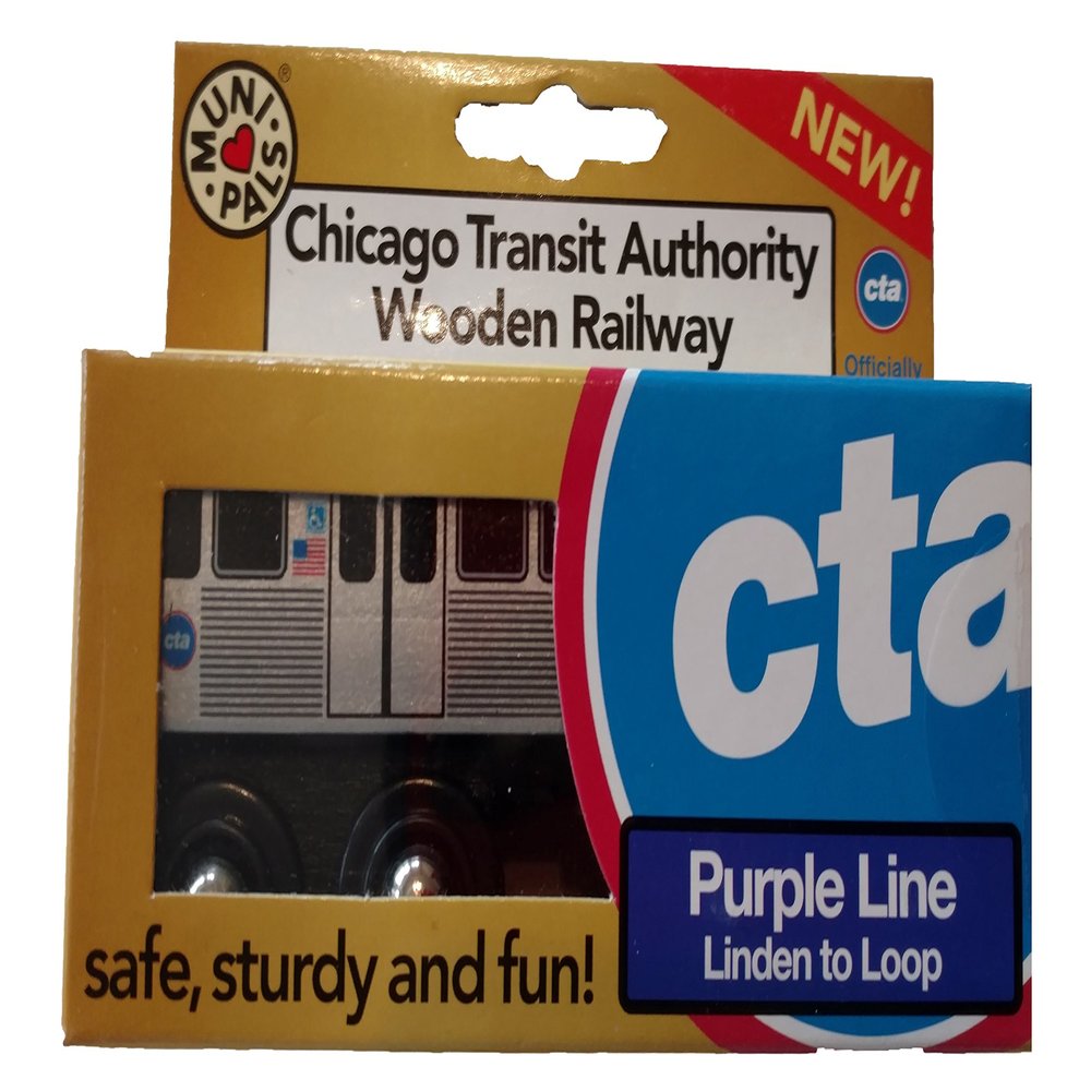 MUNI PALS Chicago Transit Authority Wooden Railway Purple LineChild Safe and Tested Wood Toy Train