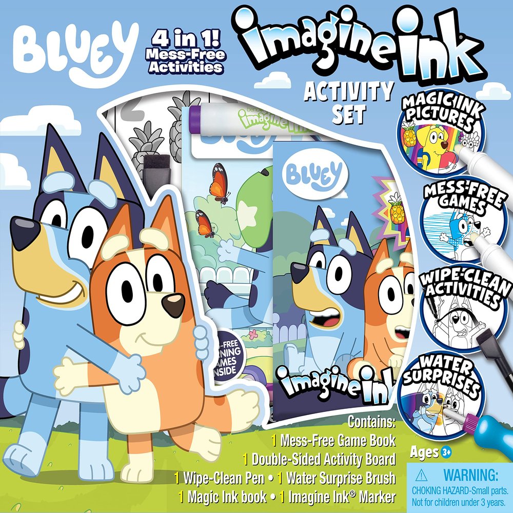 Bluey Imagine Ink 4-in-1 Activity Set with Magic Ink Books and a Mess Free Marker
