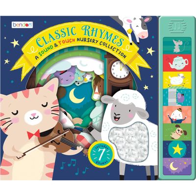 Classic Rhymes Nursery Rhyme Sound Book - Board Book with 7 Buttons and Touch-and-Feel Fabric - Interactive Read Listen Activity for Kids Ages 3+