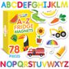 Curious Columbus Magnetic Objects and Letters. Set of 78 Foam Magnets Including 52 Pictures and 26 Uppercase Alphabet Magnets from A-Z. Educational Toy for Preschool Learning view 1