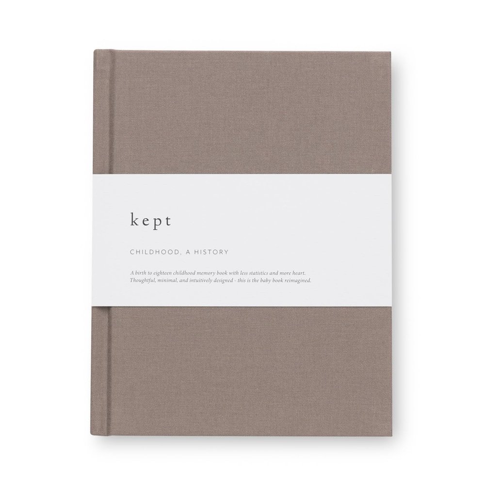 Kept Collection Childhood, A History Baby Memory Book, Birth to Age 18, Heirloom Keepsake Milestone Journal (Cedar)