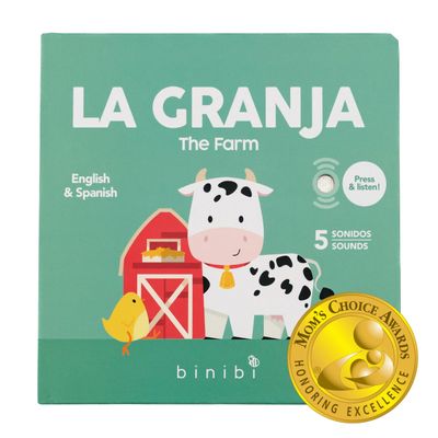 Binibi Spanish Books for Babies & Toddlers 1-3 La Granja Interactive Bilingual Sound Book with Farm Animal Sounds | Bilingual Children's Book | Spanish Learning for Kids | Libro en espaol para bebs