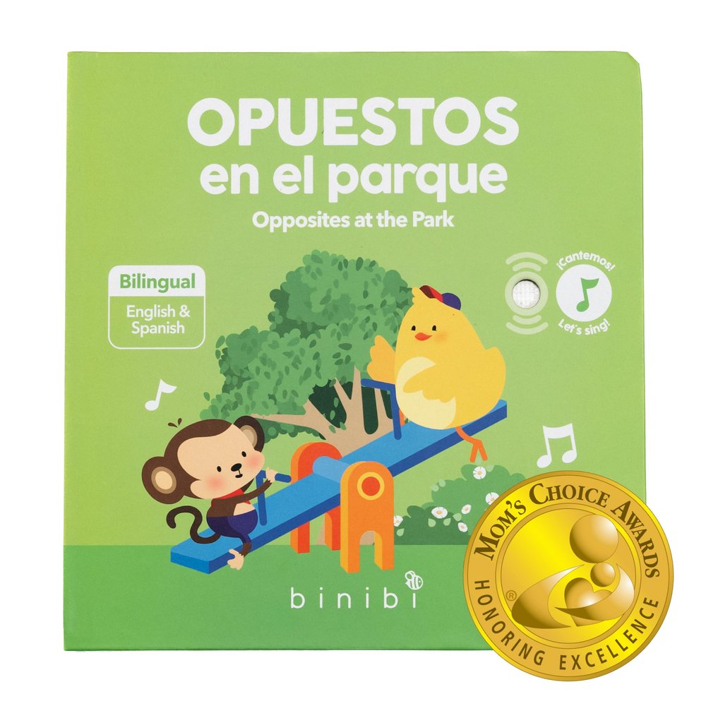 Binibi Spanish Musical Book for Babies & Toddlers 1-3 | Opuestos en el Parque | Bilingual Sound Book