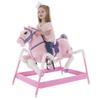 Spring Rocking Horse - Plush Bouncy Ride-On Toy with Fun Sounds, Wood Handles, and Adjustable Stirrups for Kids Ages 3 to 6 by Happy Trails (Pink) view 4