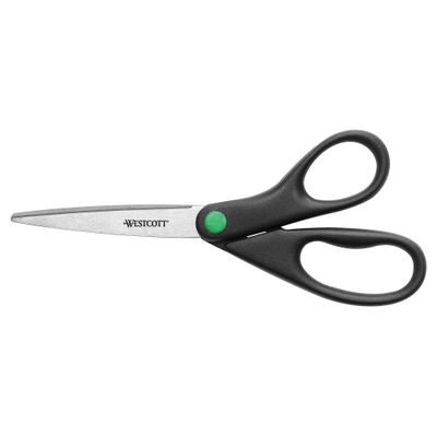 Wescott Kleenearth Recycled Stainless Steel Scissors, 8" Straight, Black (41418)