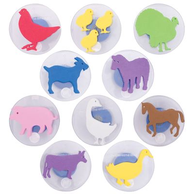 READY 2 LEARN Giant Stampers - Farm Animals - Set of 10 - Easy to Hold Foam Stamps for Kids - Arts and Crafts Stamps for Displays, Posters, Signs and DIY Projects