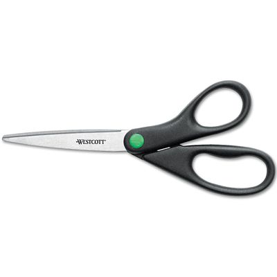 Westcott 41418 Stainless Steel Children's Safety Scissors, 8in, 3-1/4in Cut, L/R, Carton of 120