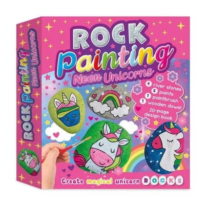Bookoli Neon Unicorn Rock Painting Set | painting sets for Children | unicorn activity set | kids painting set