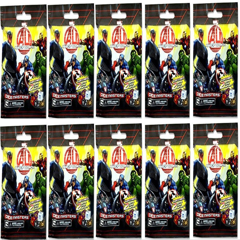 Dice Masters 10 (Ten) Boosters Packs of Marvel Avengers Age of Ultron Dice Building Game (10 Random Booster Packs)
