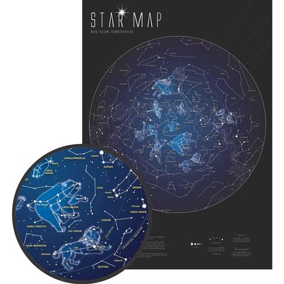 Waypoint Geographic Glow in The Dark Star Map, Laminated Map of The Stars and Constellation, Durable Reference Map, Stunning Wall Art for Star Gazers, 33 x 23