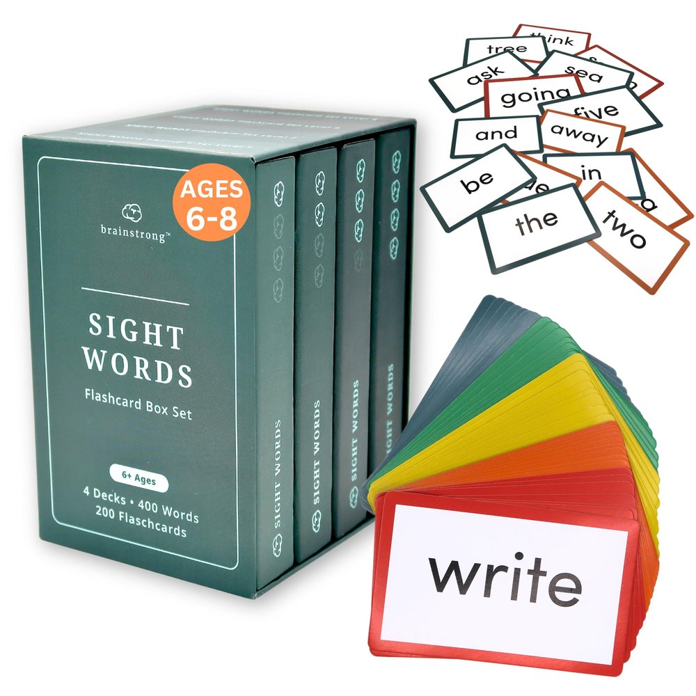400 Essential Reading Sight Words | Ages 6-8 | Kindergarten - 2nd Grade | Build Vocabulary & Reading Skills | Brainstrong Premium 4-Level Box Set