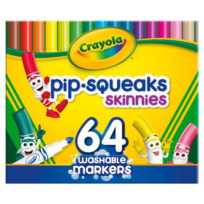 Crayola Pip-Squeaks Skinnies Washable Markers (64ct), Mini Markers for Kids, Coloring Markers, Craft Supplies, Kids Holiday Gift, 3+