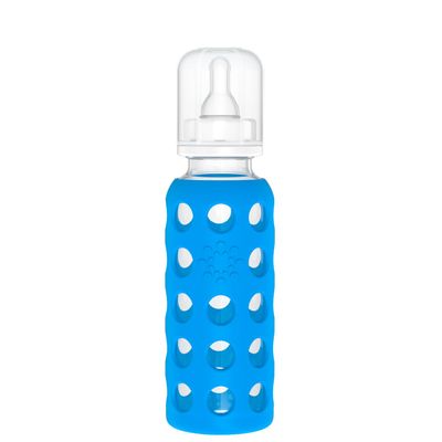 Lifefactory 9-Ounce Glass Baby Bottle with Protective Silicone Sleeve and Stage 2 Nipple Cobalt Blue (LF110008C4)