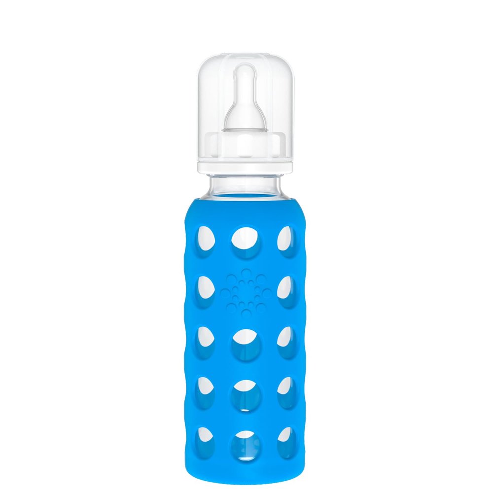 Lifefactory 9-Ounce Glass Baby Bottle with Protective Silicone Sleeve and Stage 2 Nipple Cobalt Blue (LF110008C4)