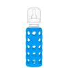 Lifefactory 9-Ounce Glass Baby Bottle with Protective Silicone Sleeve and Stage 2 Nipple Cobalt Blue (LF110008C4) view 1