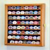 64 Casino Chip Coin Display Case Cabinet Chips Holder Wall Rack 98% UV Lockable -Oak view 1