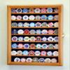 64 Casino Chip Coin Display Case Cabinet Chips Holder Wall Rack 98% UV Lockable -Oak view 2