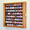 64 Casino Chip Coin Display Case Cabinet Chips Holder Wall Rack 98% UV Lockable -Oak view 3