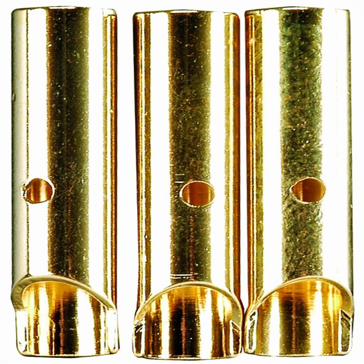 Great Planes Gold Plated Bullet Female 4mm Connector (Set of 3)