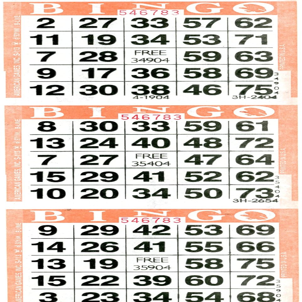 Sideline Hobby 3 Vertical Orange Bingo Paper Sheets (500 Sheets)