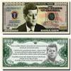 10 John F. Kennedy Million Dollar Bills with Bonus Thanks a Million Gift Card Set view 1