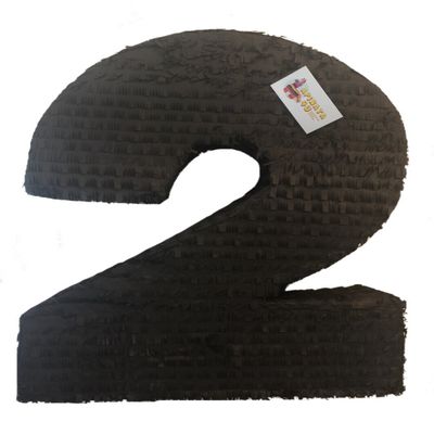 APINATA4U 20" Tall Solid Black Number Two Pinata Second Birthday Black Color Party Supplies