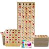 MR CHIPS Jam-Proof Bingo Cards with Sliding Windows, 50 Reusable Shutter Cards, 75 Calling Cards 1 Master Board in Tan Woodgrain Style view 1