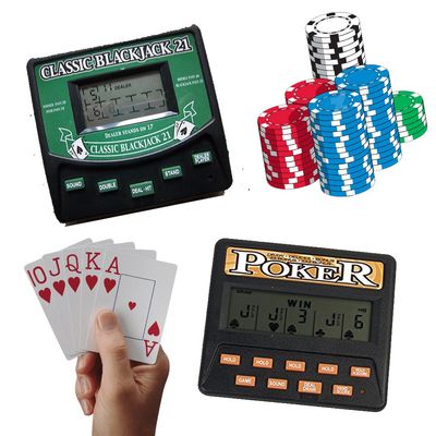 Traveling Portable Classic Blackjack 21 Cards & 5 in 1 Poker Electronic Handheld Game