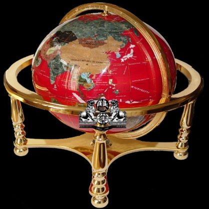 21" Red Jasper Gemstone Globe with 4-Leg Gold Stand