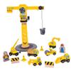 Bigjigs Rail Big Yellow Wooden Crane Construction Play Set with Vehicles & Accessories view 1