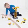 Bigjigs Rail Big Yellow Wooden Crane Construction Play Set with Vehicles & Accessories view 2